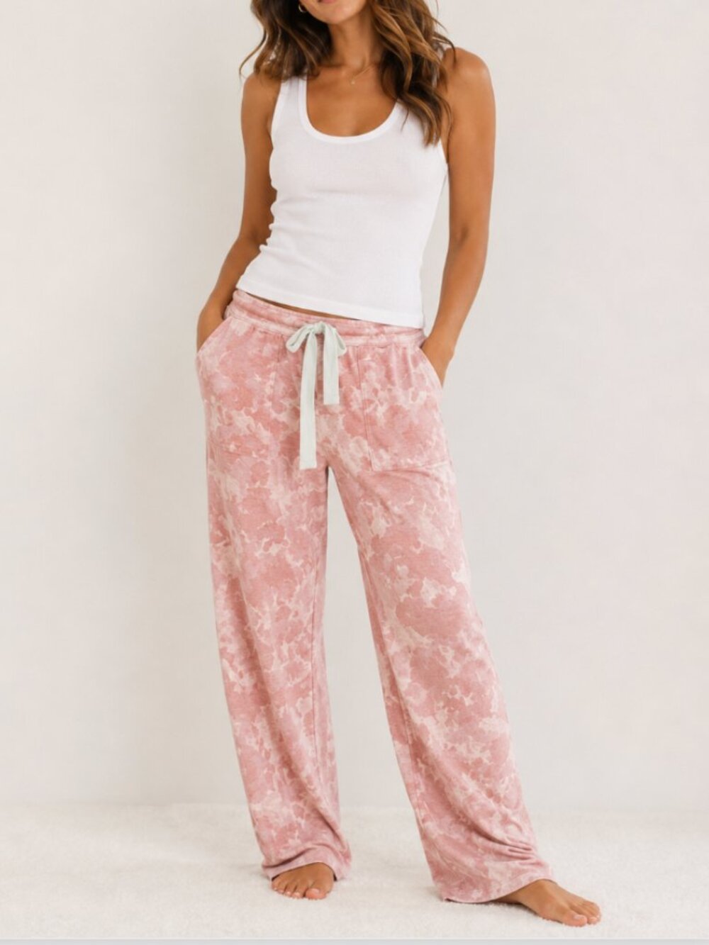 Soma Wknd New The Sunday Lounge Pant Size XS Pink Camo Wide Leg Stretch NWT